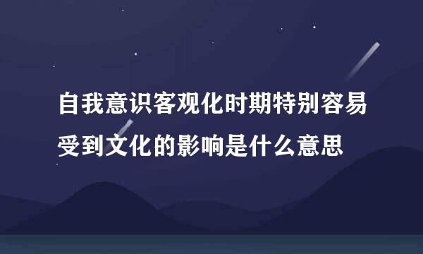 自我意识客观化时期特别容易受到文化的影响是什么意思