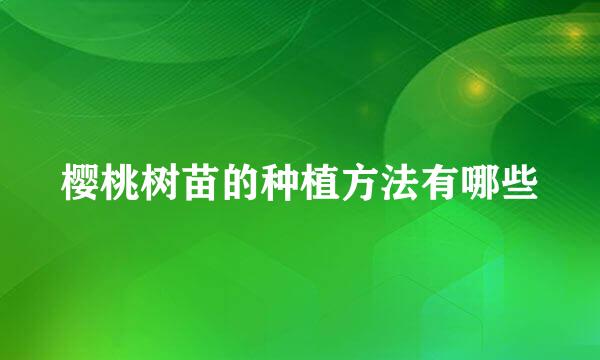 樱桃树苗的种植方法有哪些