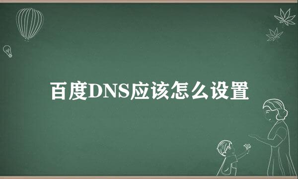 百度DNS应该怎么设置