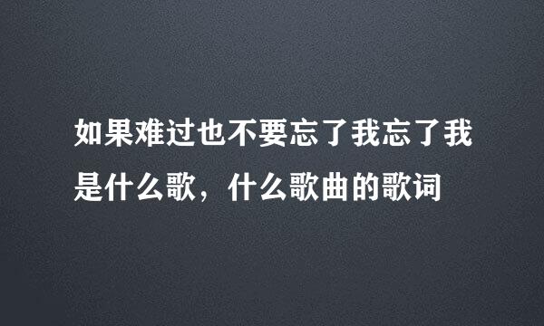 如果难过也不要忘了我忘了我是什么歌，什么歌曲的歌词