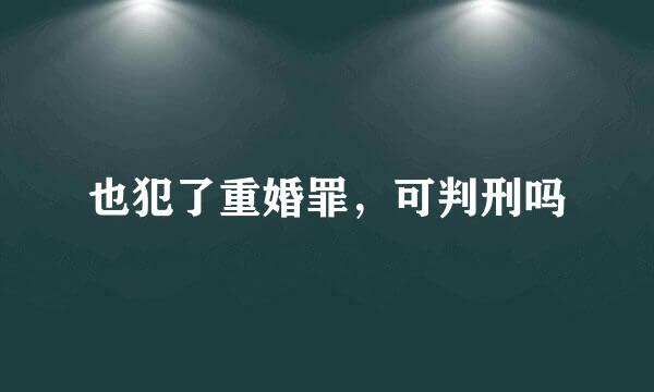 也犯了重婚罪，可判刑吗