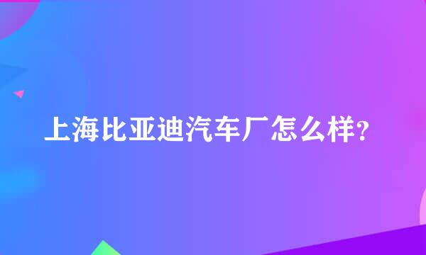 上海比亚迪汽车厂怎么样？