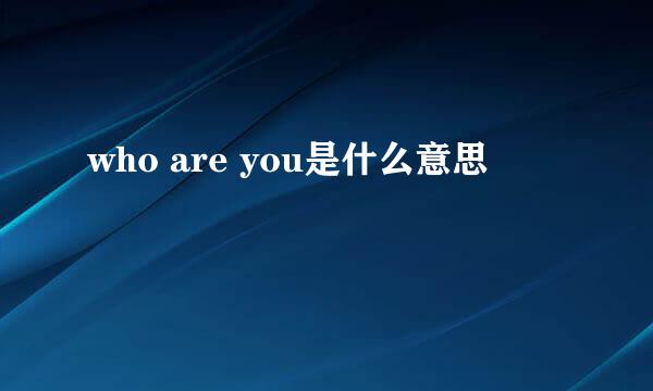 who are you是什么意思