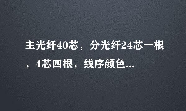 主光纤40芯，分光纤24芯一根，4芯四根，线序颜色怎么对应？，线序按什么顺序对接