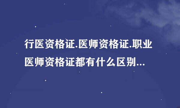 行医资格证.医师资格证.职业医师资格证都有什么区别?都怎么才能得到?