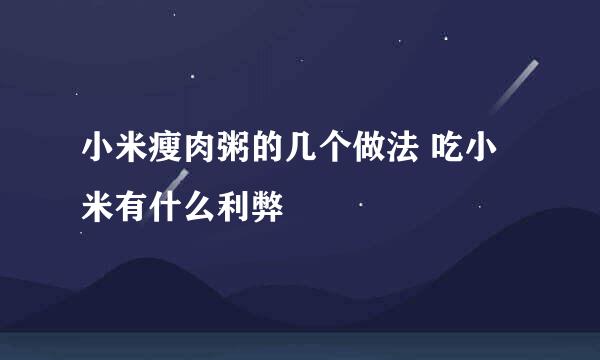 小米瘦肉粥的几个做法 吃小米有什么利弊