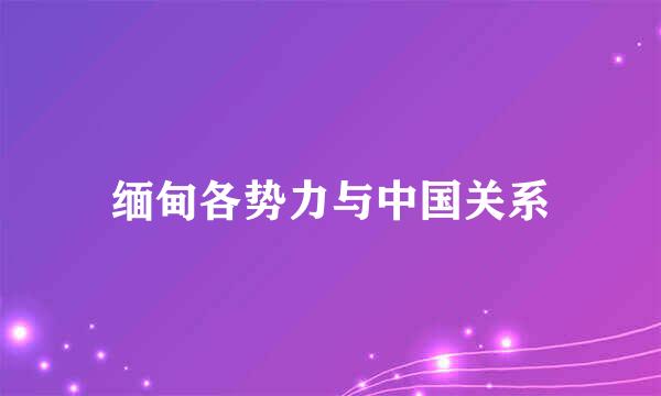 缅甸各势力与中国关系