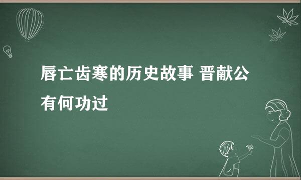 唇亡齿寒的历史故事 晋献公有何功过