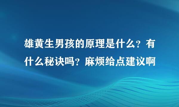 雄黄生男孩的原理是什么？有什么秘诀吗？麻烦给点建议啊