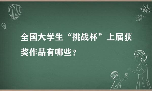 全国大学生“挑战杯”上届获奖作品有哪些？