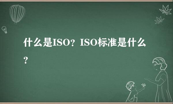 什么是ISO？ISO标准是什么？