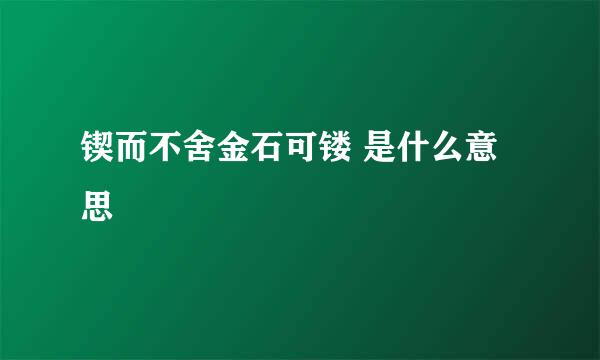 锲而不舍金石可镂 是什么意思