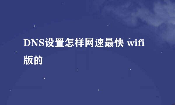 DNS设置怎样网速最快 wifi版的