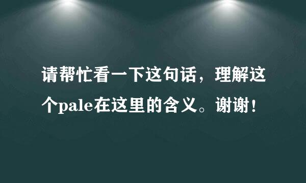 请帮忙看一下这句话，理解这个pale在这里的含义。谢谢！