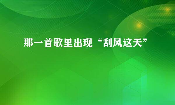 那一首歌里出现“刮风这天”
