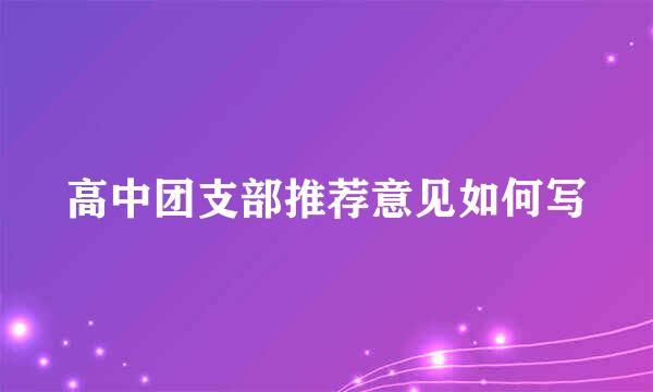 高中团支部推荐意见如何写