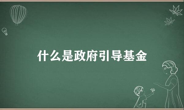 什么是政府引导基金