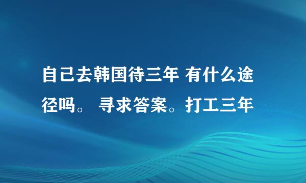 自己去韩国待三年 有什么途径吗。 寻求答案。打工三年