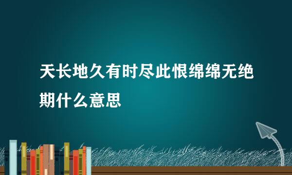 天长地久有时尽此恨绵绵无绝期什么意思