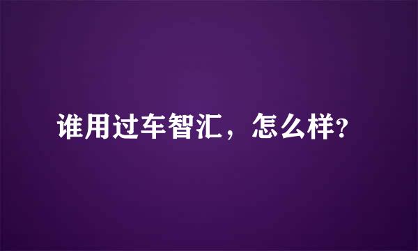 谁用过车智汇，怎么样？