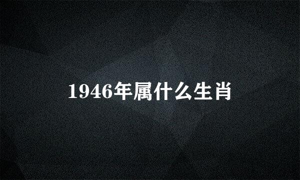 1946年属什么生肖