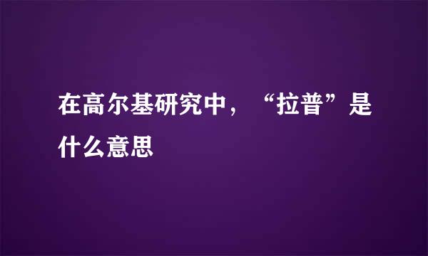 在高尔基研究中，“拉普”是什么意思