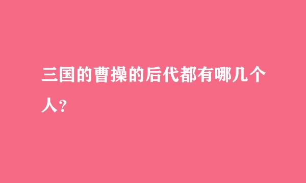 三国的曹操的后代都有哪几个人？