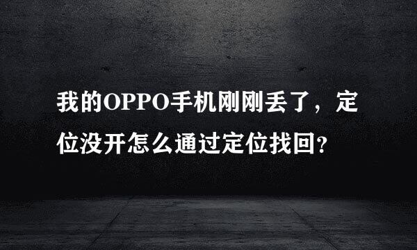 我的OPPO手机刚刚丢了，定位没开怎么通过定位找回？