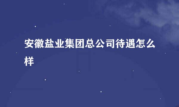 安徽盐业集团总公司待遇怎么样