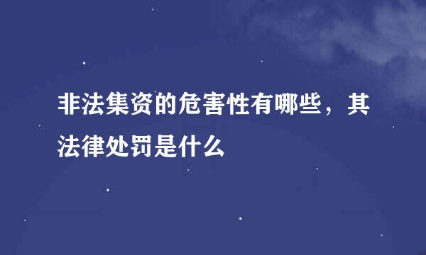 非法集资的危害性有哪些，其法律处罚是什么