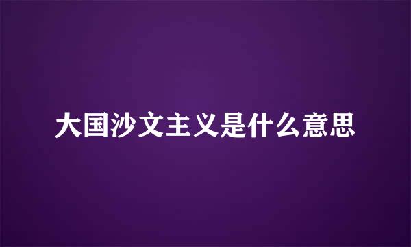 大国沙文主义是什么意思