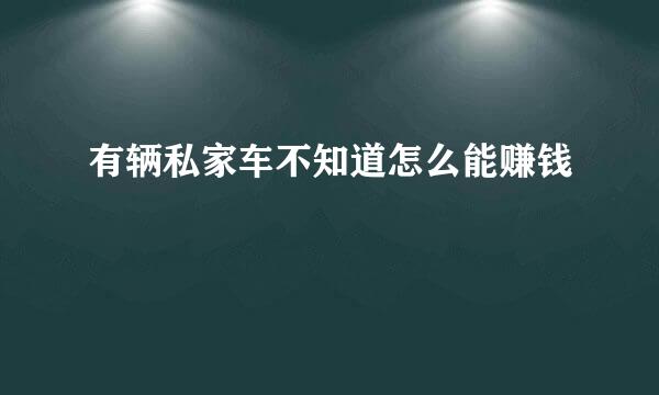 有辆私家车不知道怎么能赚钱