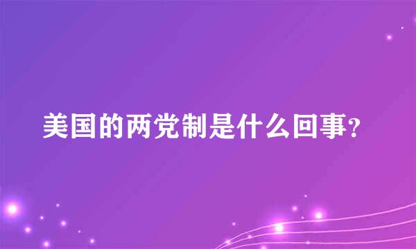 美国的两党制是什么回事？