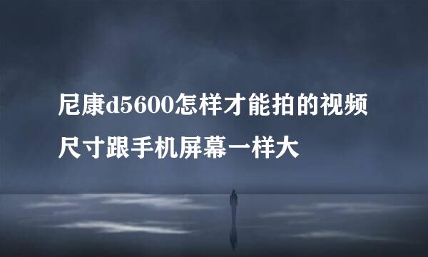 尼康d5600怎样才能拍的视频尺寸跟手机屏幕一样大