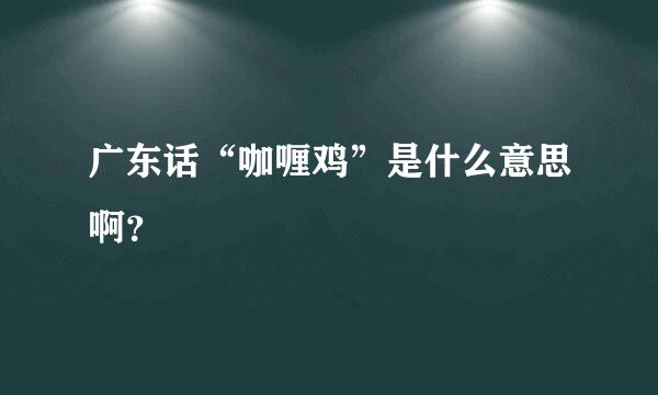 广东话“咖喱鸡”是什么意思啊？