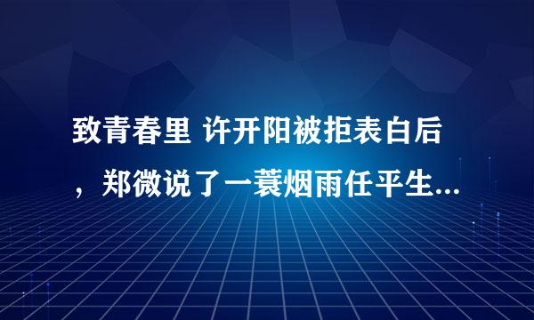 致青春里 许开阳被拒表白后，郑微说了一蓑烟雨任平生是什么意思？