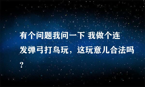 有个问题我问一下 我做个连发弹弓打鸟玩，这玩意儿合法吗？