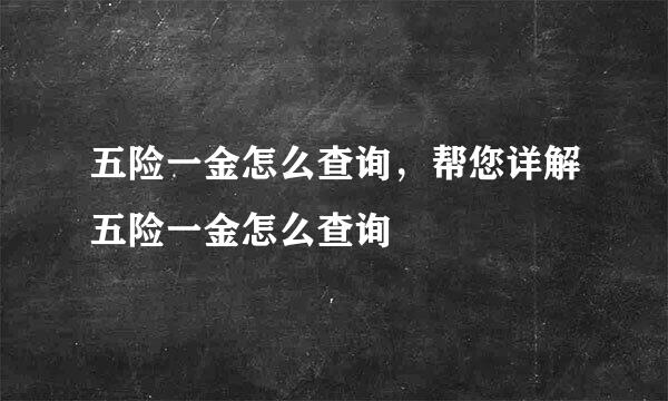 五险一金怎么查询，帮您详解五险一金怎么查询