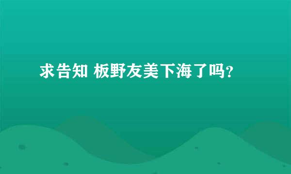 求告知 板野友美下海了吗？