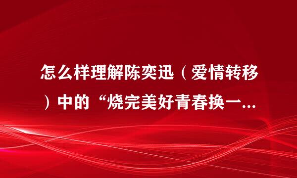 怎么样理解陈奕迅（爱情转移）中的“烧完美好青春换一个老伴”