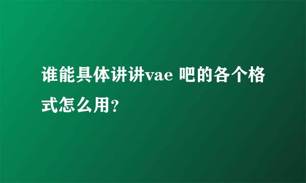 谁能具体讲讲vae 吧的各个格式怎么用？