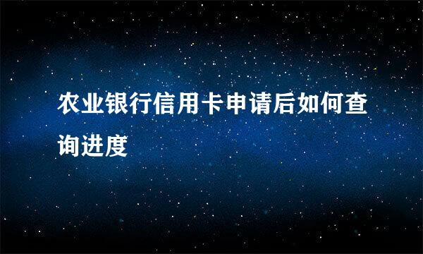 农业银行信用卡申请后如何查询进度