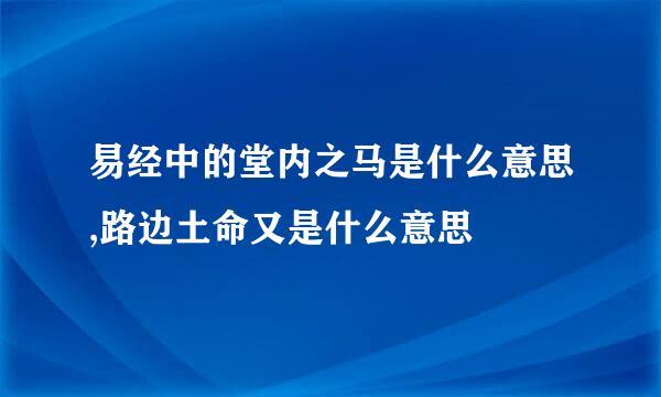 易经中的堂内之马是什么意思,路边土命又是什么意思