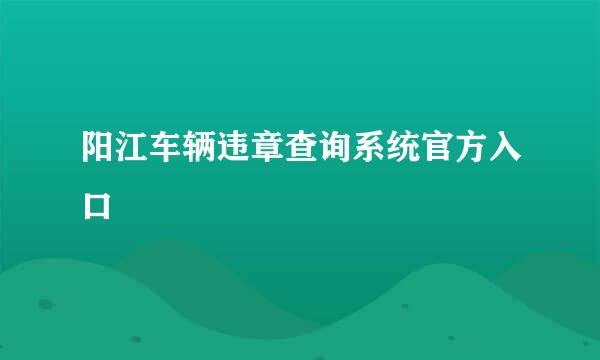 阳江车辆违章查询系统官方入口