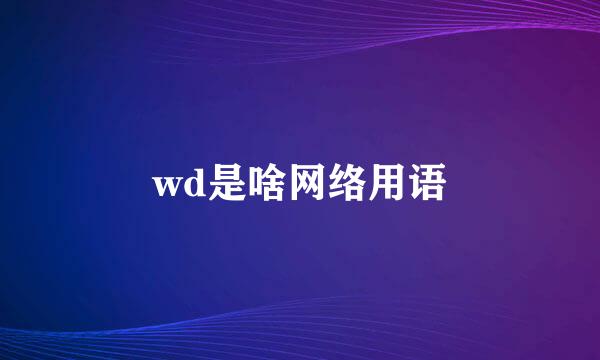 wd是啥网络用语