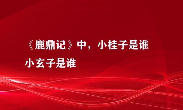 《鹿鼎记》中，小桂子是谁﹖小玄子是谁﹖