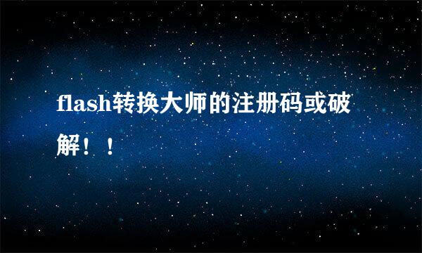 flash转换大师的注册码或破解！！