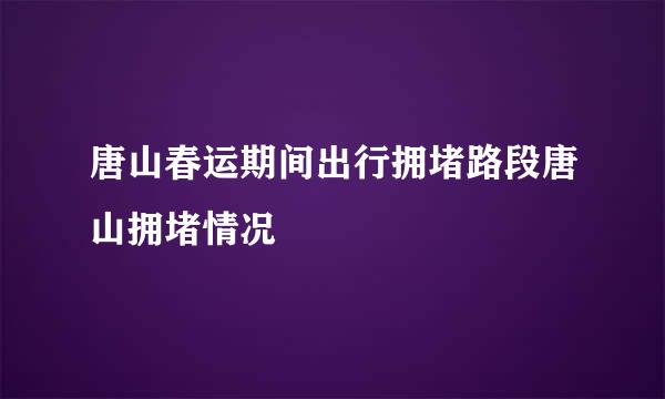 唐山春运期间出行拥堵路段唐山拥堵情况