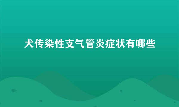 犬传染性支气管炎症状有哪些