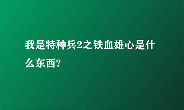 我是特种兵2之铁血雄心是什么东西?